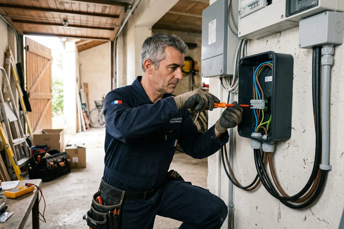 Pose professionnelle d'une borne de recharge murale pour véhicule électrique à Évenos